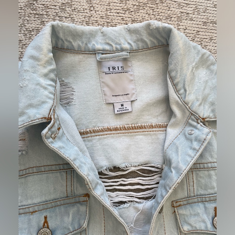 Iris Basic & Contemporary Distressed Jean Jacket … - image 8